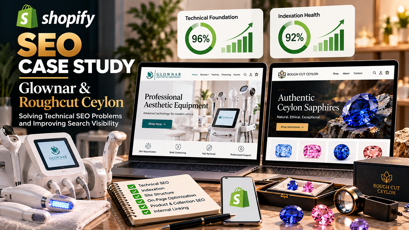 Shopify SEO case study showcasing technical SEO improvements for ecommerce stores